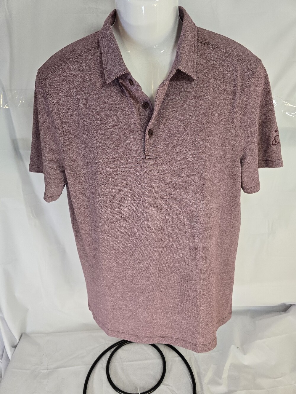 Lululemon Men's Large Heathered Golf Polo Shirt - Short Sleeve Maroon